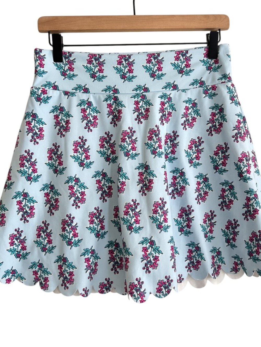 J. Crew Factory Blue Floral Printed Scalloped Hem Active Skort